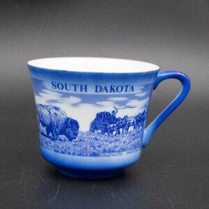 Vtg South Dakota Souvenir Decor Collectable Blue Teacup Badlands Dinosaur Park